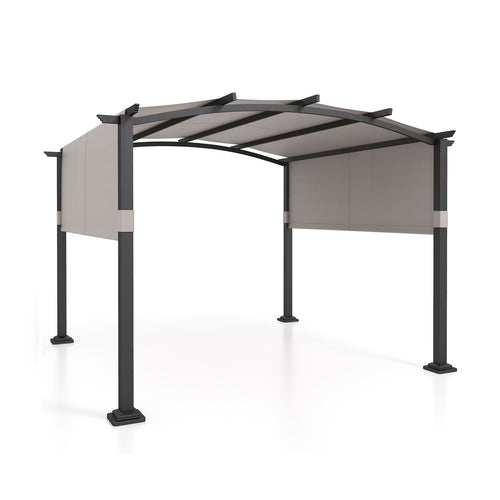10 x 10 ft Outdoor Pergola, Modern Arched Patio Shelter, Gray