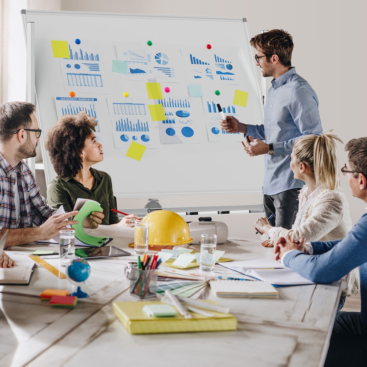 48 x 36 Inches Rolling Double-Sided Whiteboard with Magnetic Surface, White Home Office at Gallery Canada