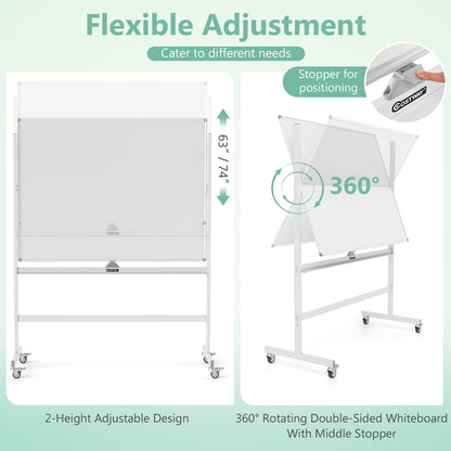 48 x 36 Inches Rolling Double-Sided Whiteboard with Magnetic Surface, White Home Office at Gallery Canada