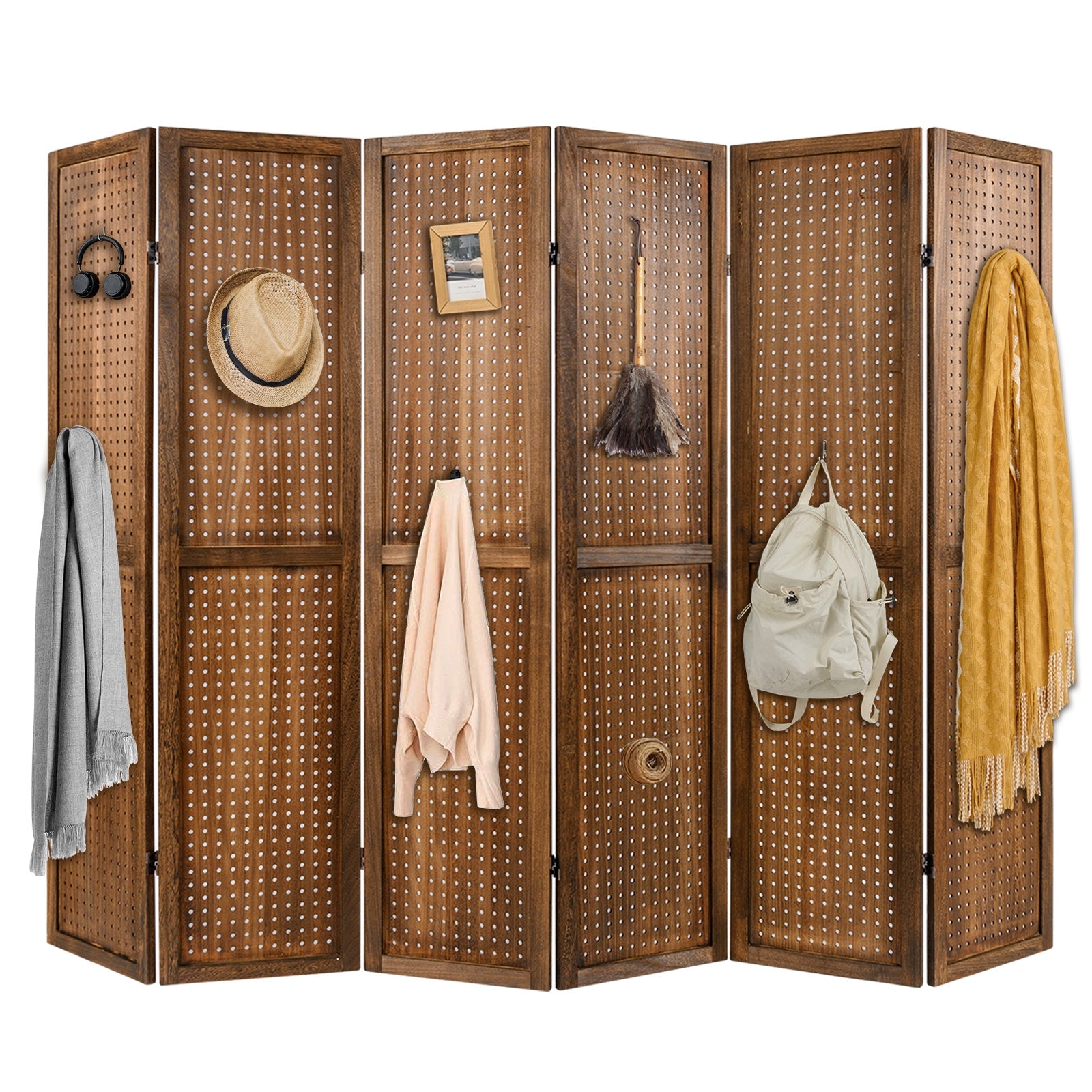 Pegboard Display with 360° Metal Hinges and Solid Wood Frame-6 Panel Room Dividers at Gallery Canada