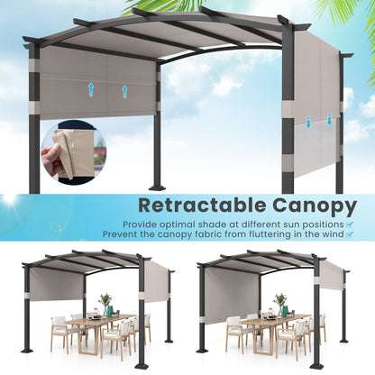 10 x 10 ft Outdoor Pergola, Modern Arched Patio Shelter, Gray Gazebos at Gallery Canada