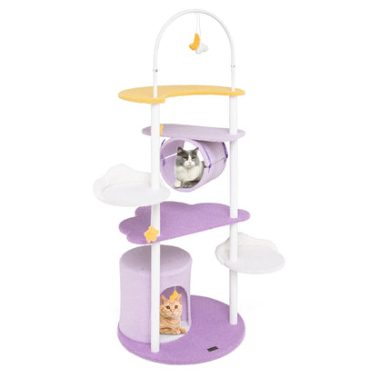 62 Inches Large Cat Tower, Metal Frame, Jumping Platforms, Purple Cat Trees Condos & Scratchers Purple at Gallery Canada
