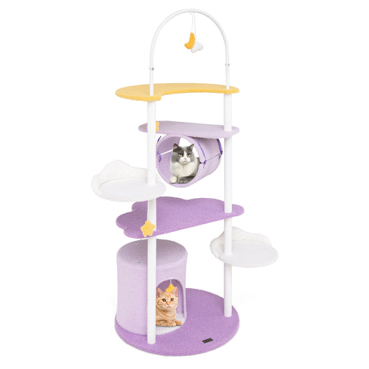62 Inches Large Cat Tower, Metal Frame, Jumping Platforms, Purple Cat Trees Condos & Scratchers Purple at Gallery Canada
