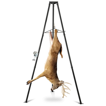 Tripod Game Hoist Deer Hanger 600 LBS Capacity Deer Skinning Rack, Black Camping at Gallery Canada