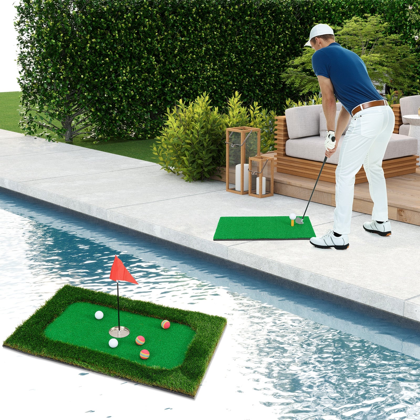 Floating Golf Green for Pool with 6 Golf Balls and Golf Flag, Green Golf at Gallery Canada