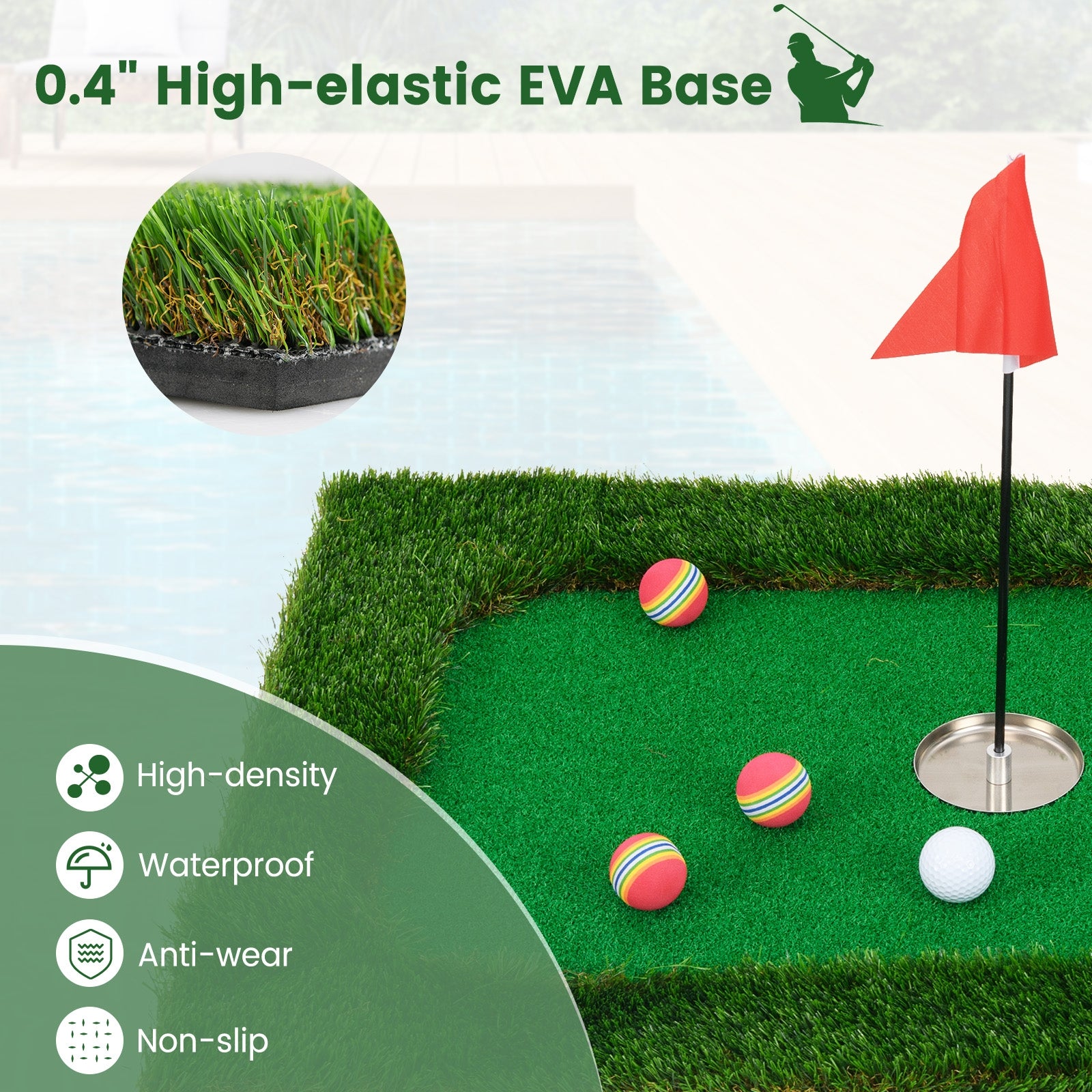 Floating Golf Green for Pool with 6 Golf Balls and Golf Flag, Green Golf at Gallery Canada