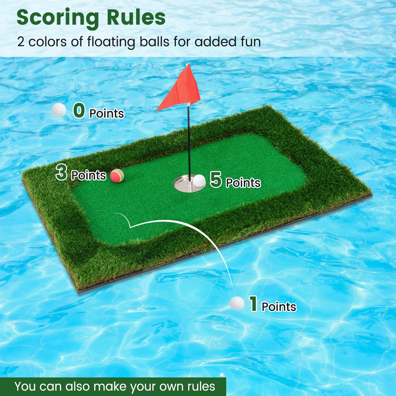Floating Golf Green for Pool with 6 Golf Balls and Golf Flag, Green Golf at Gallery Canada