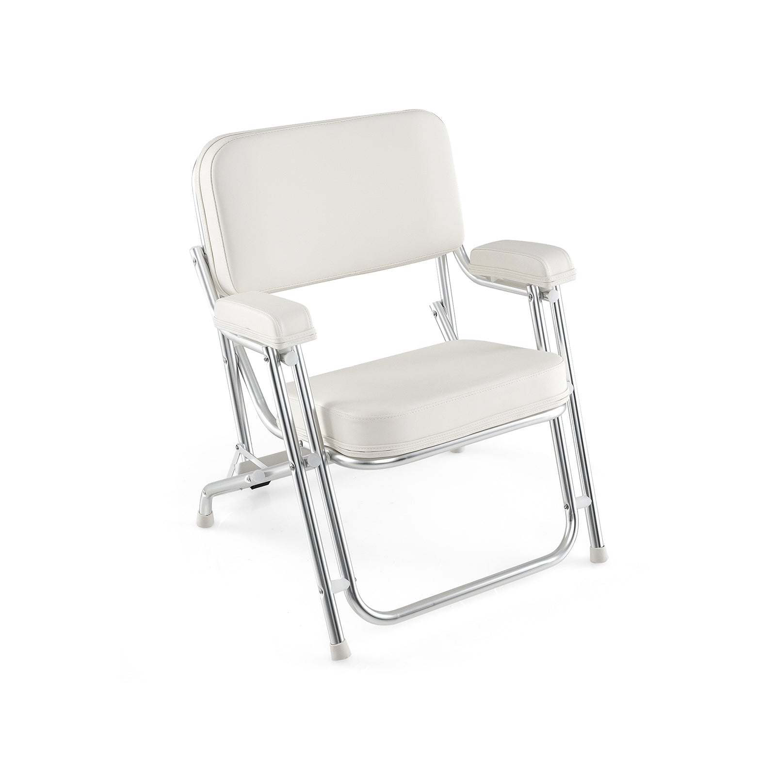 Portable Aluminum Boat Deck Beach Chair, Cushioned Seat, White Water Sports White at Gallery Canada
