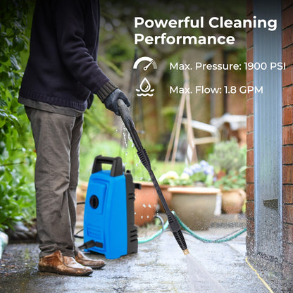 1900 PSI 1.8 GPM Electric Pressure Washer with 4 Quick Connect Nozzles, Blue Washing Machines at Gallery Canada