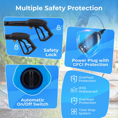 1900 PSI 1.8 GPM Electric Pressure Washer with 4 Quick Connect Nozzles, Blue Washing Machines at Gallery Canada