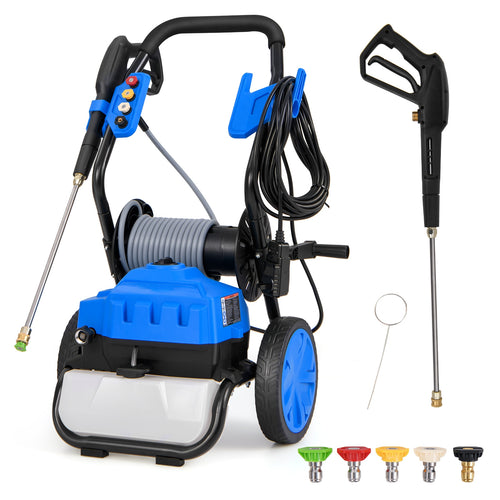 2300 PSI 1.8 GPM Electric Pressure Washer with Wheels and 5 Quick Connect Nozzles, Blue