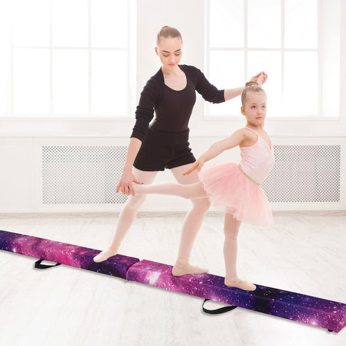 Folding Balance Beam with Solid Wood Base and Anti-slip Bottom, Pink
