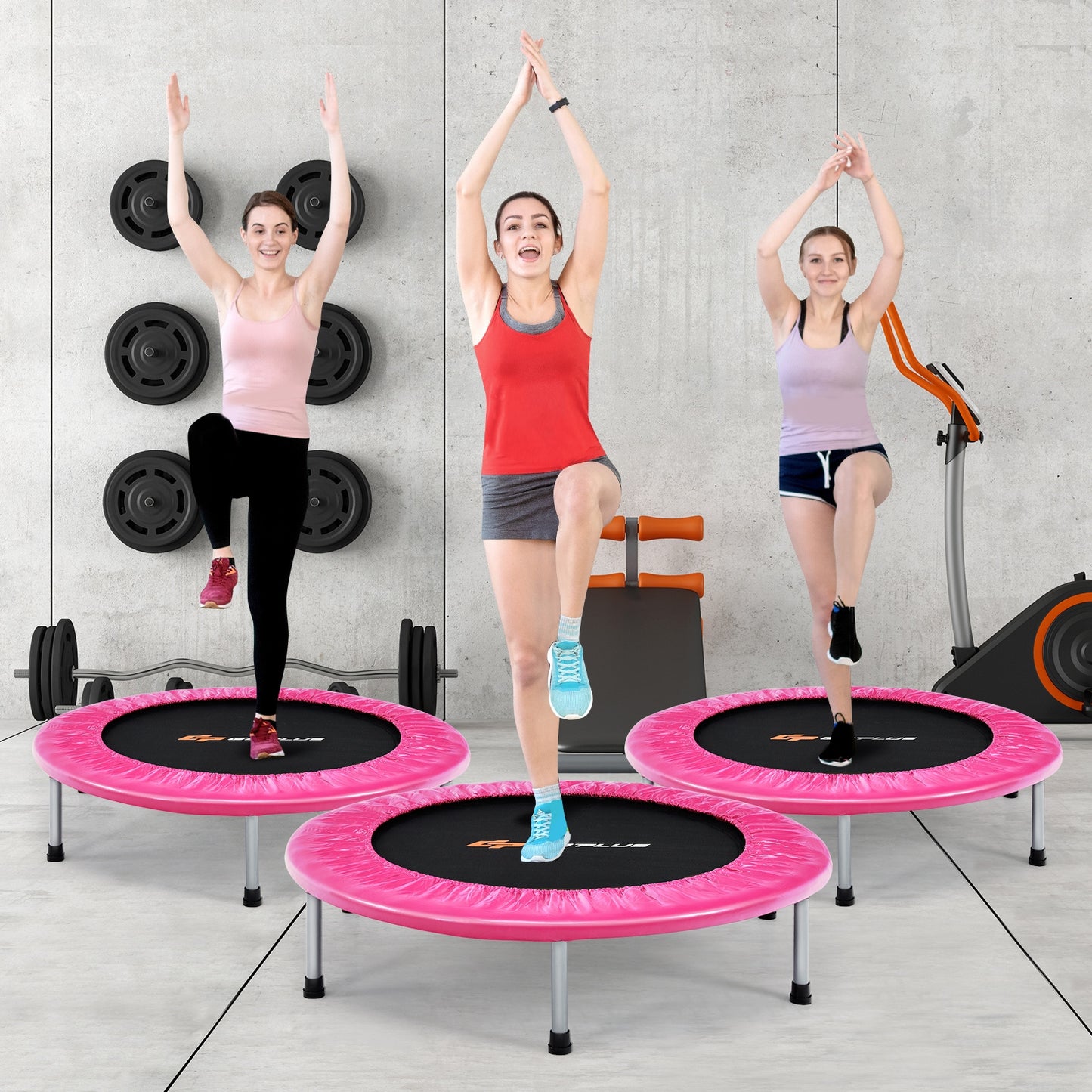 36 Inch Mini Folding Trampoline Portable Recreational Fitness Rebounder, Pink Trampolines at Gallery Canada