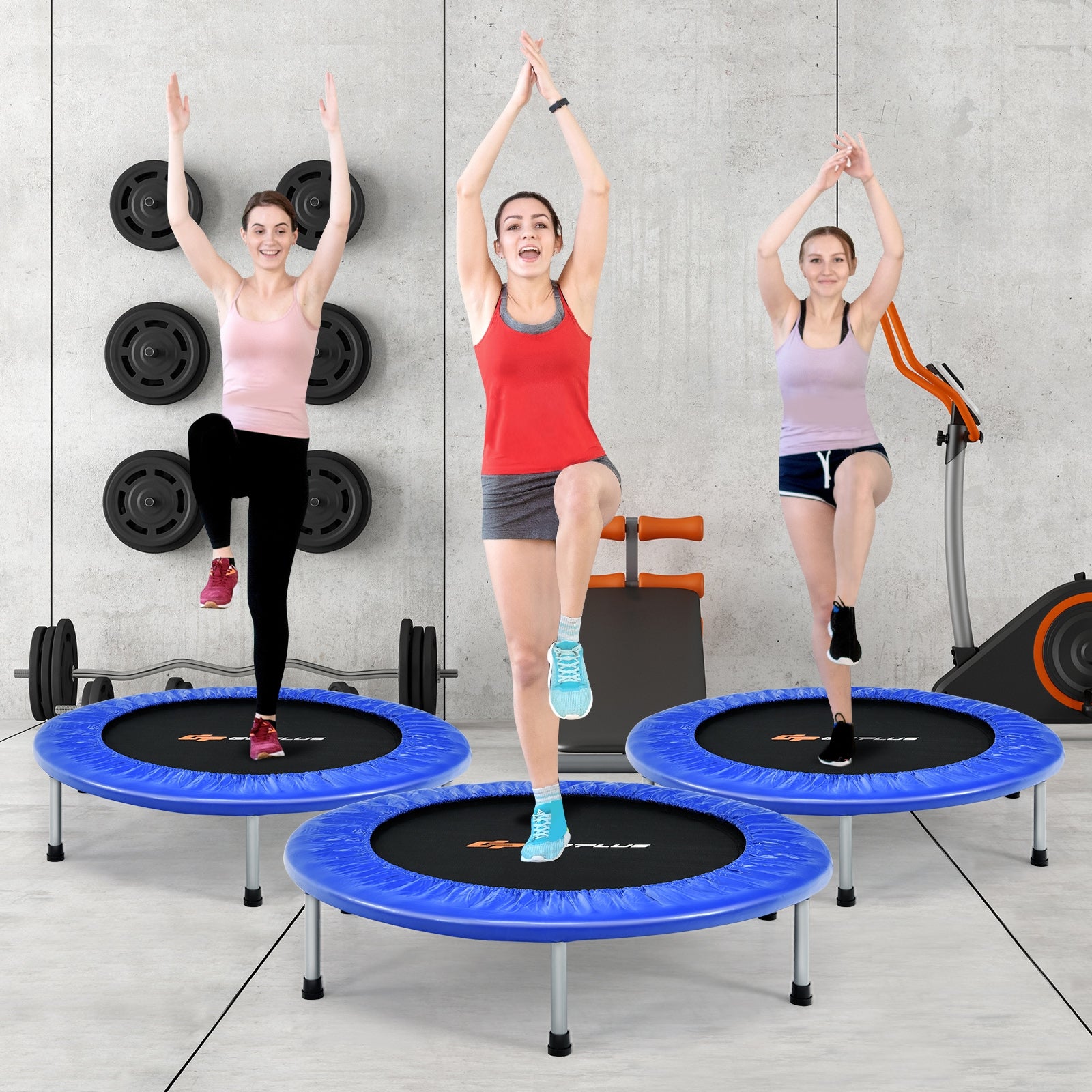 36 Inch Mini Folding Trampoline Portable Recreational Fitness Rebounder, Blue Trampolines at Gallery Canada
