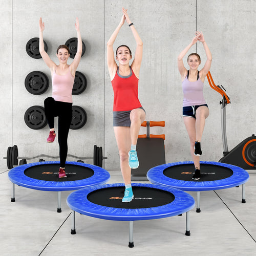 36 Inch Mini Folding Trampoline Portable Recreational Fitness Rebounder, Blue
