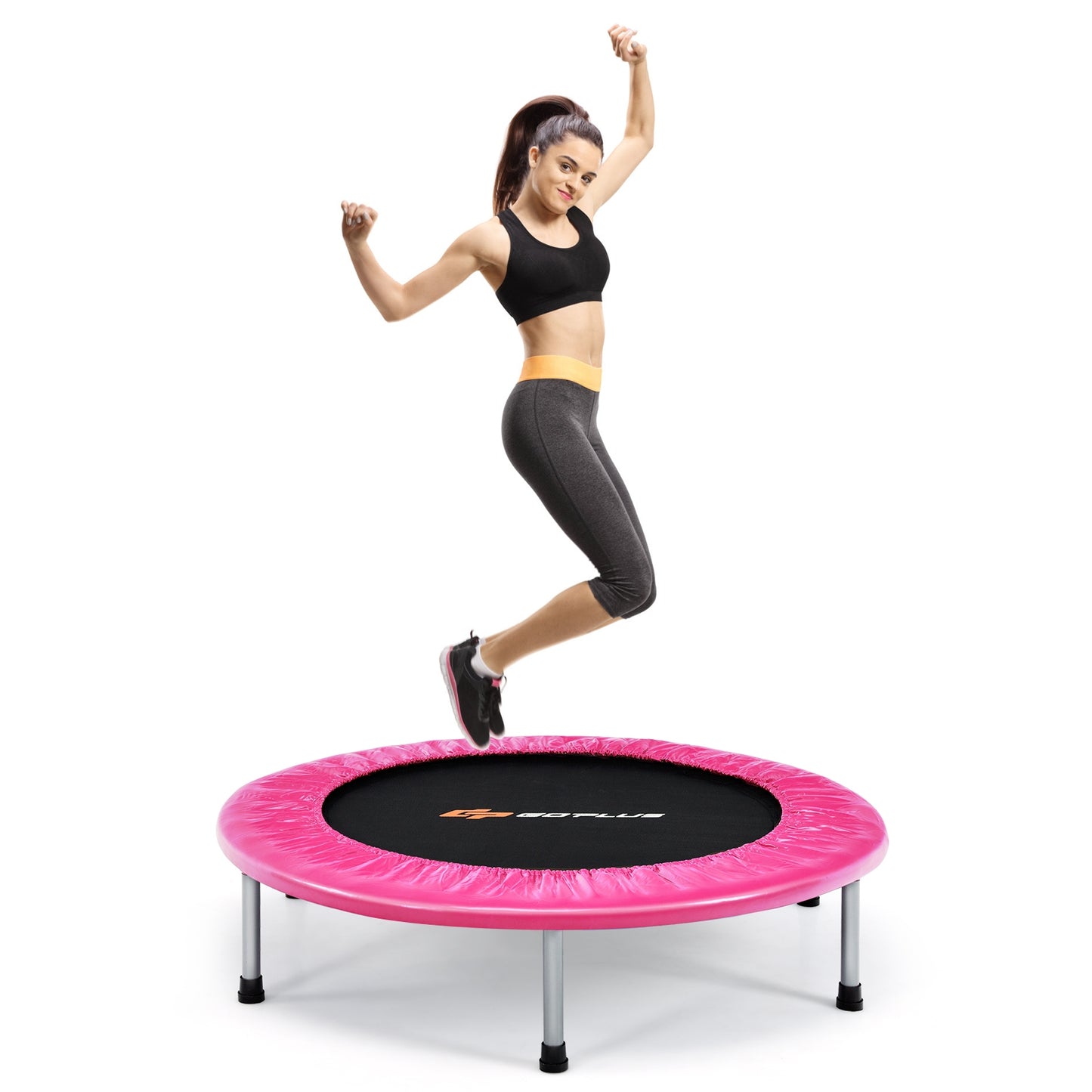 36 Inch Mini Folding Trampoline Portable Recreational Fitness Rebounder, Pink Trampolines at Gallery Canada