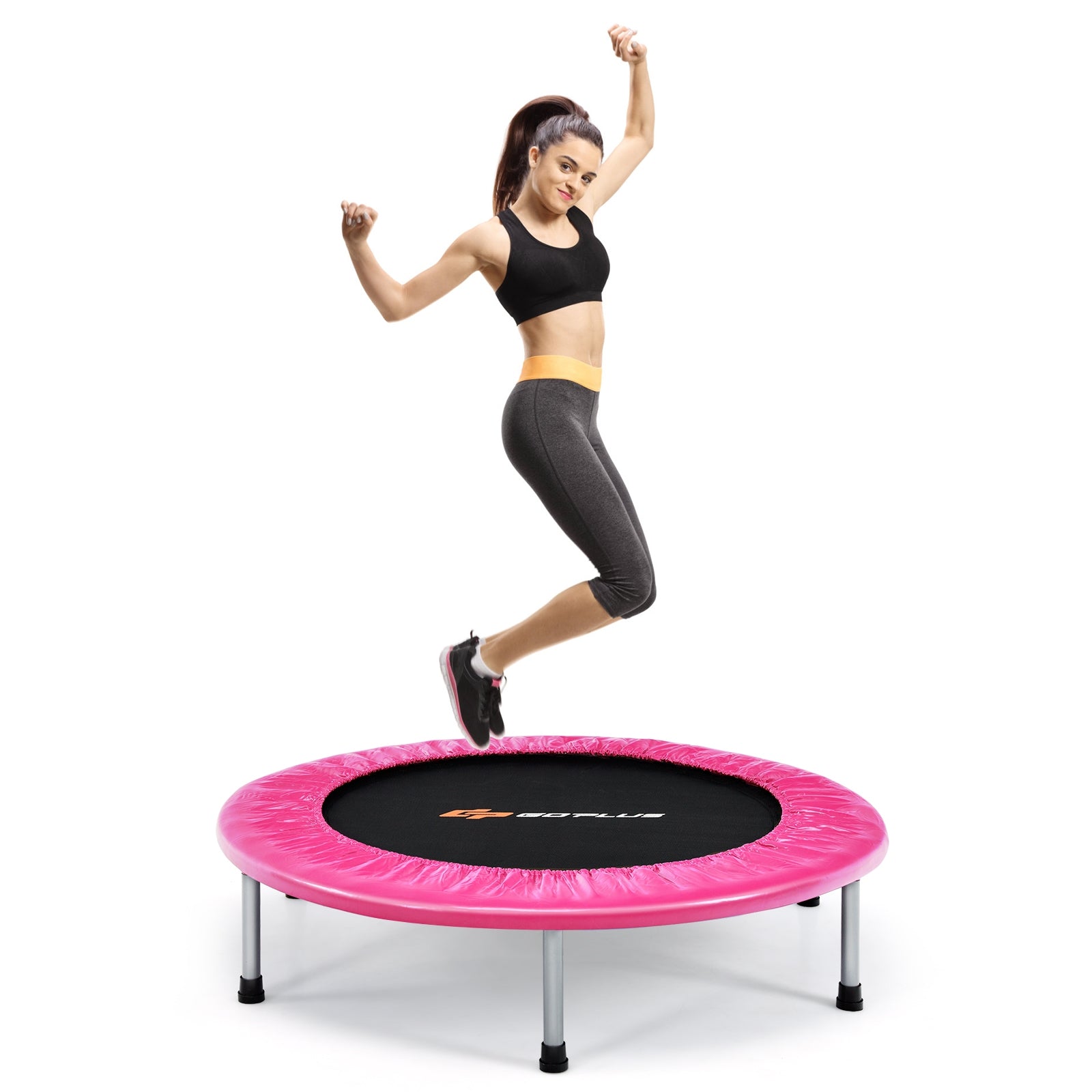 36 Inch Mini Folding Trampoline Portable Recreational Fitness Rebounder, Pink Trampolines at Gallery Canada
