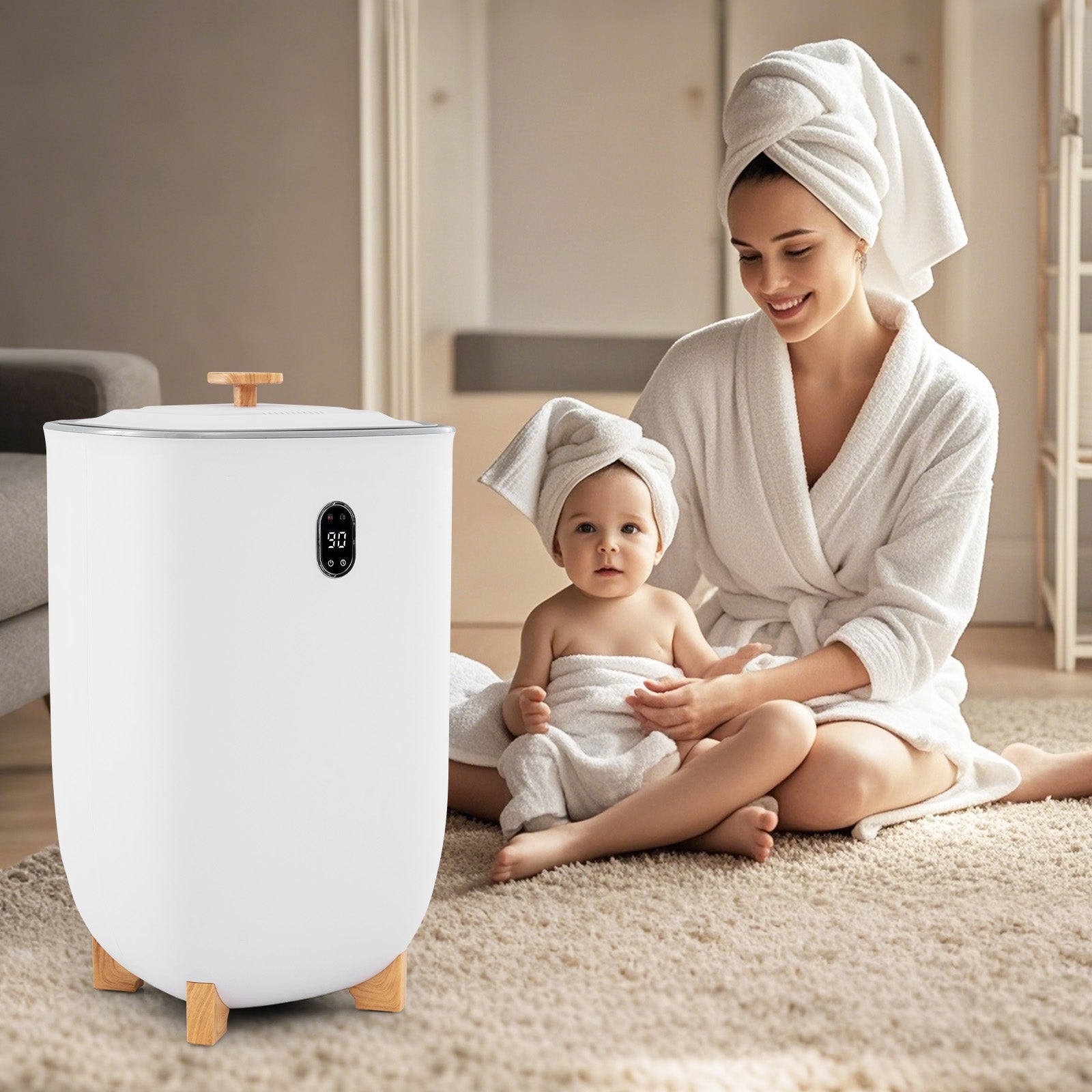 40L Towel Warmer Bucket, 2 Heating Temperatures, White Dryers at Gallery Canada