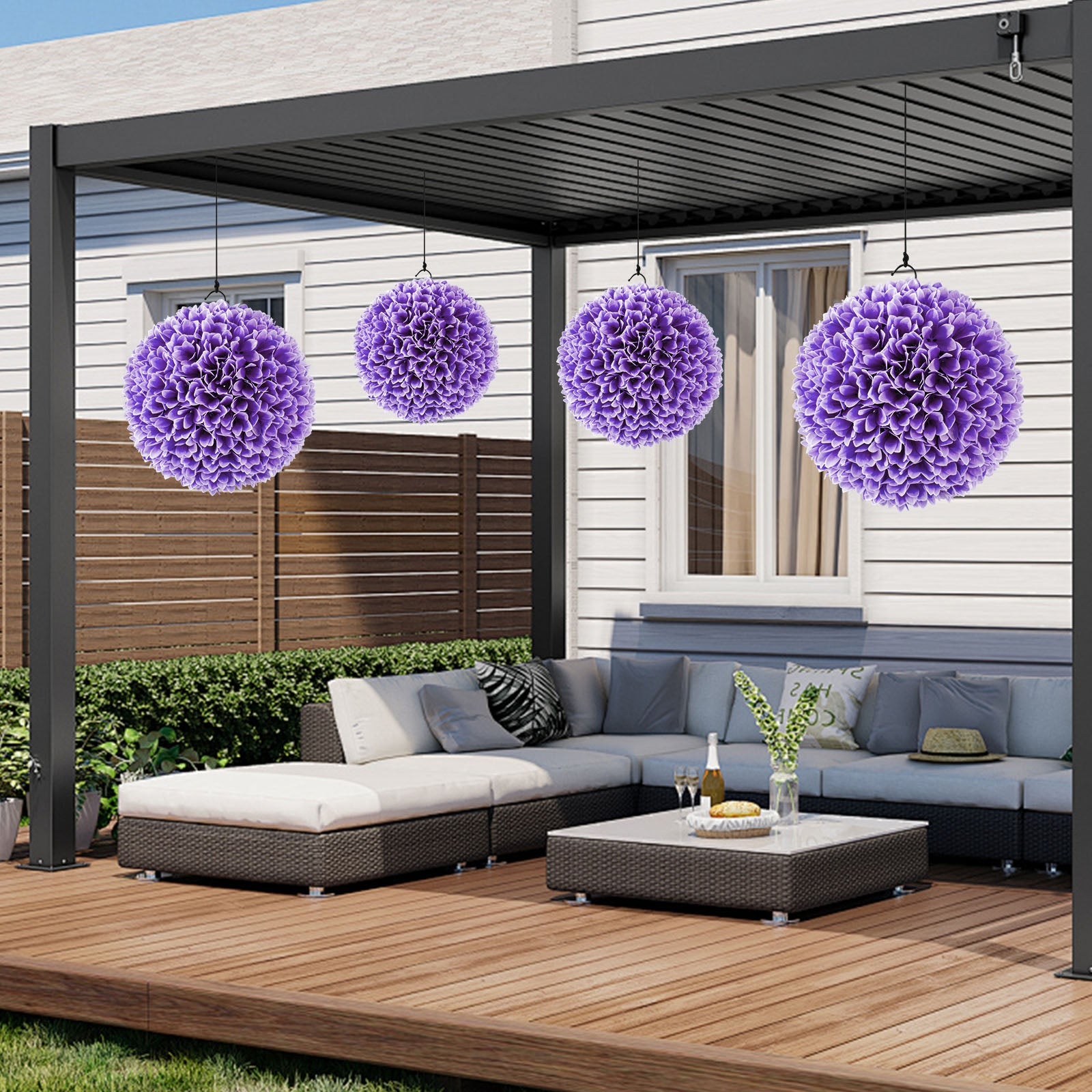 2 Pieces Artificial Plant Topiary Balls Faux Boxwood Decorative Balls, Purple Faux Plants at Gallery Canada