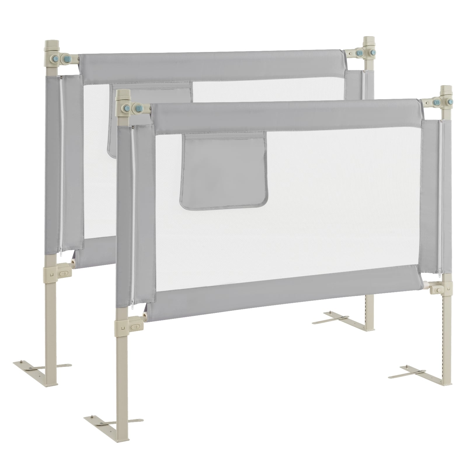 Toddler Bedrail With Side Pocket, 24 Adjustable Heights, Gray Bed Rails Gray at Gallery Canada