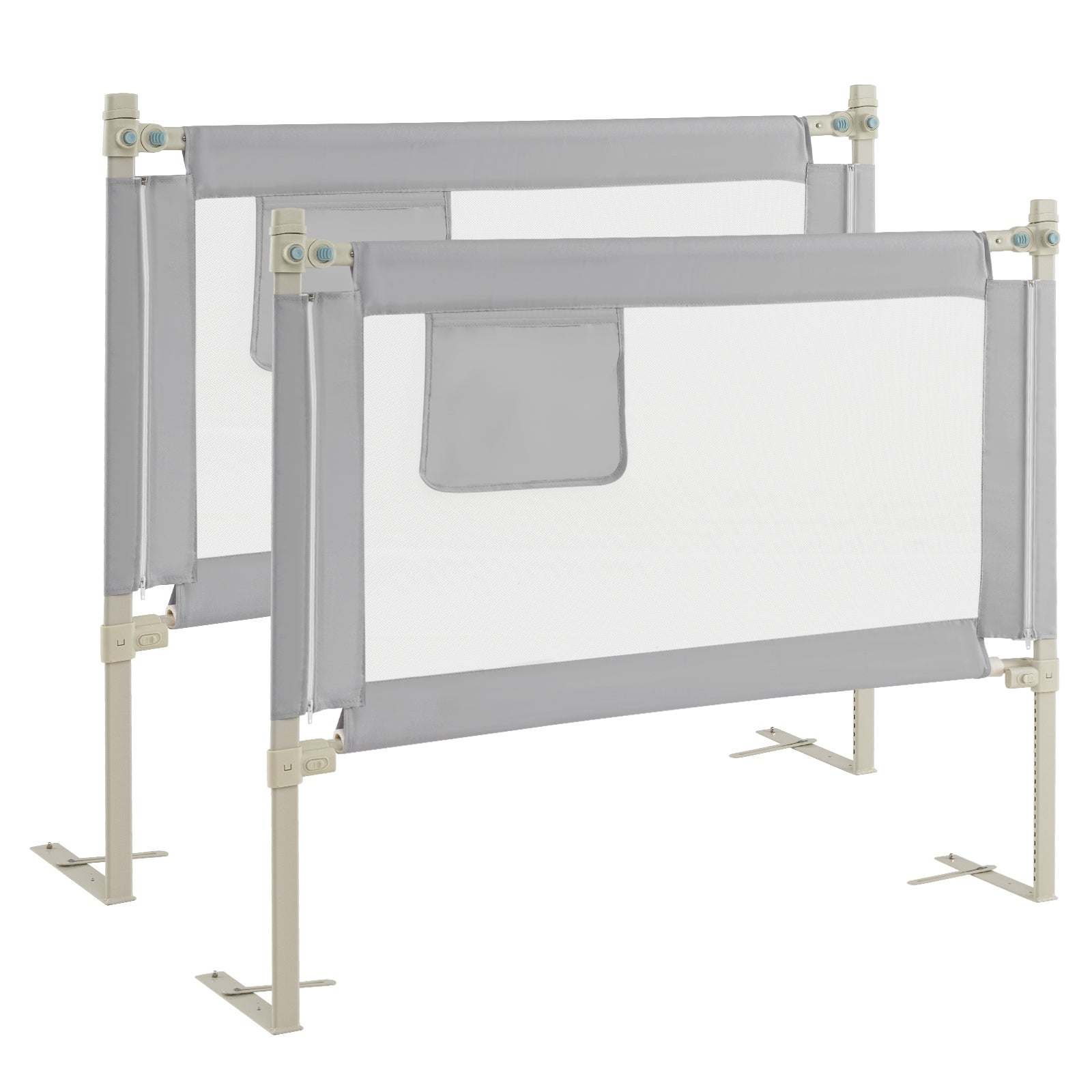 Toddler Bedrail with Side Pocket and 24 Adjustable Heights, Gray Bed Rails at Gallery Canada
