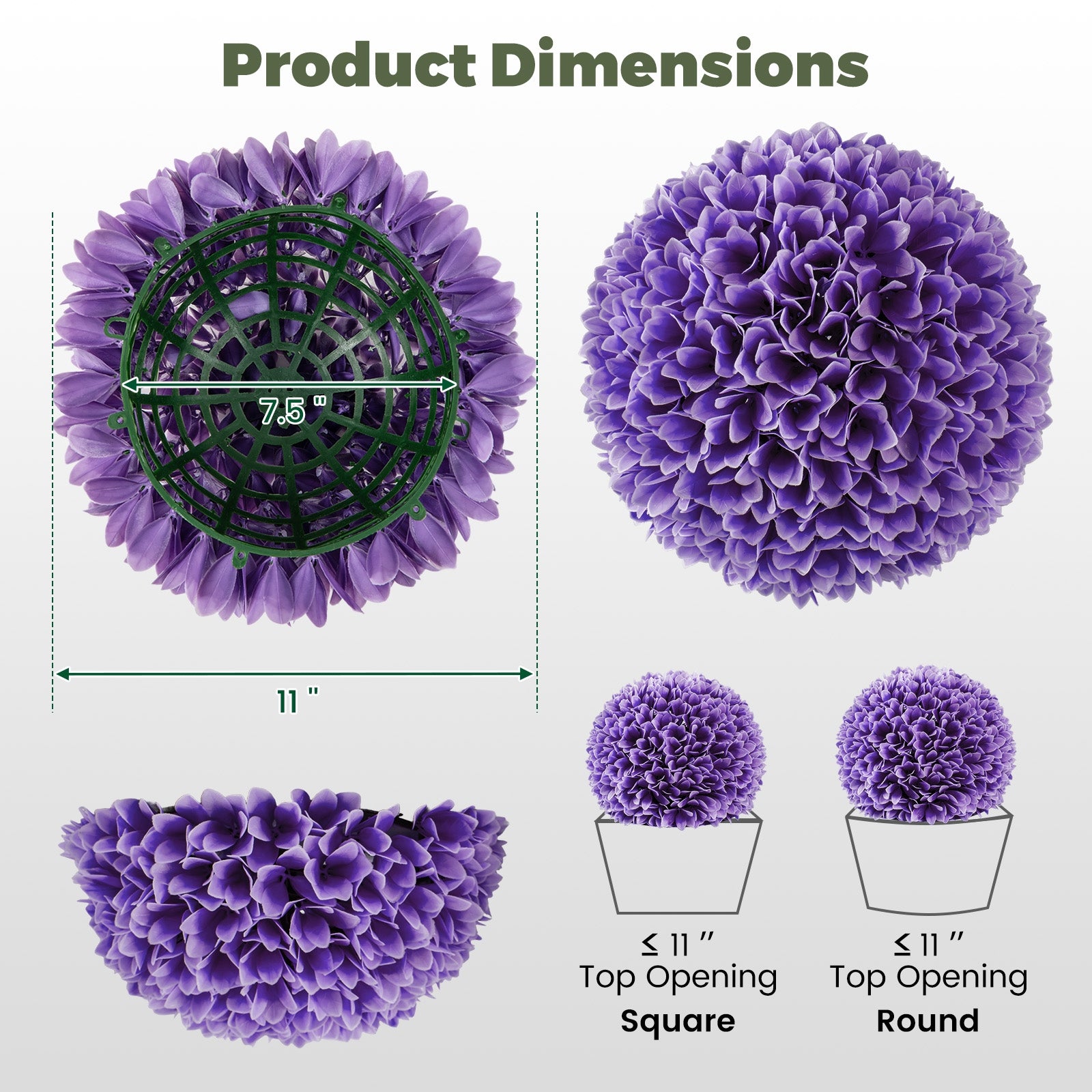 2 Pieces Artificial Plant Topiary Balls Faux Boxwood Decorative Balls, Purple Faux Plants at Gallery Canada