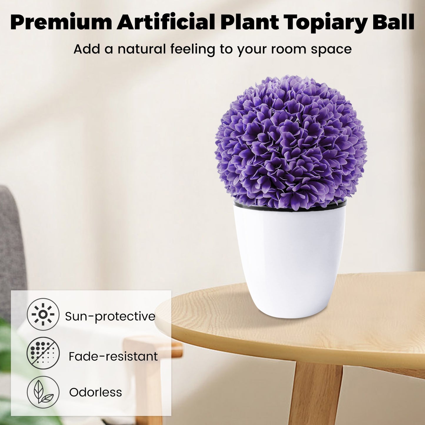 2 Pieces Artificial Plant Topiary Balls Faux Boxwood Decorative Balls, Purple Faux Plants at Gallery Canada