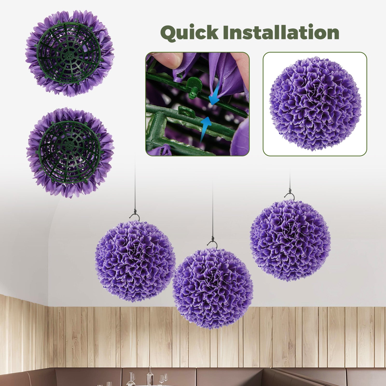 2 Pieces Artificial Plant Topiary Balls Faux Boxwood Decorative Balls, Purple Faux Plants at Gallery Canada