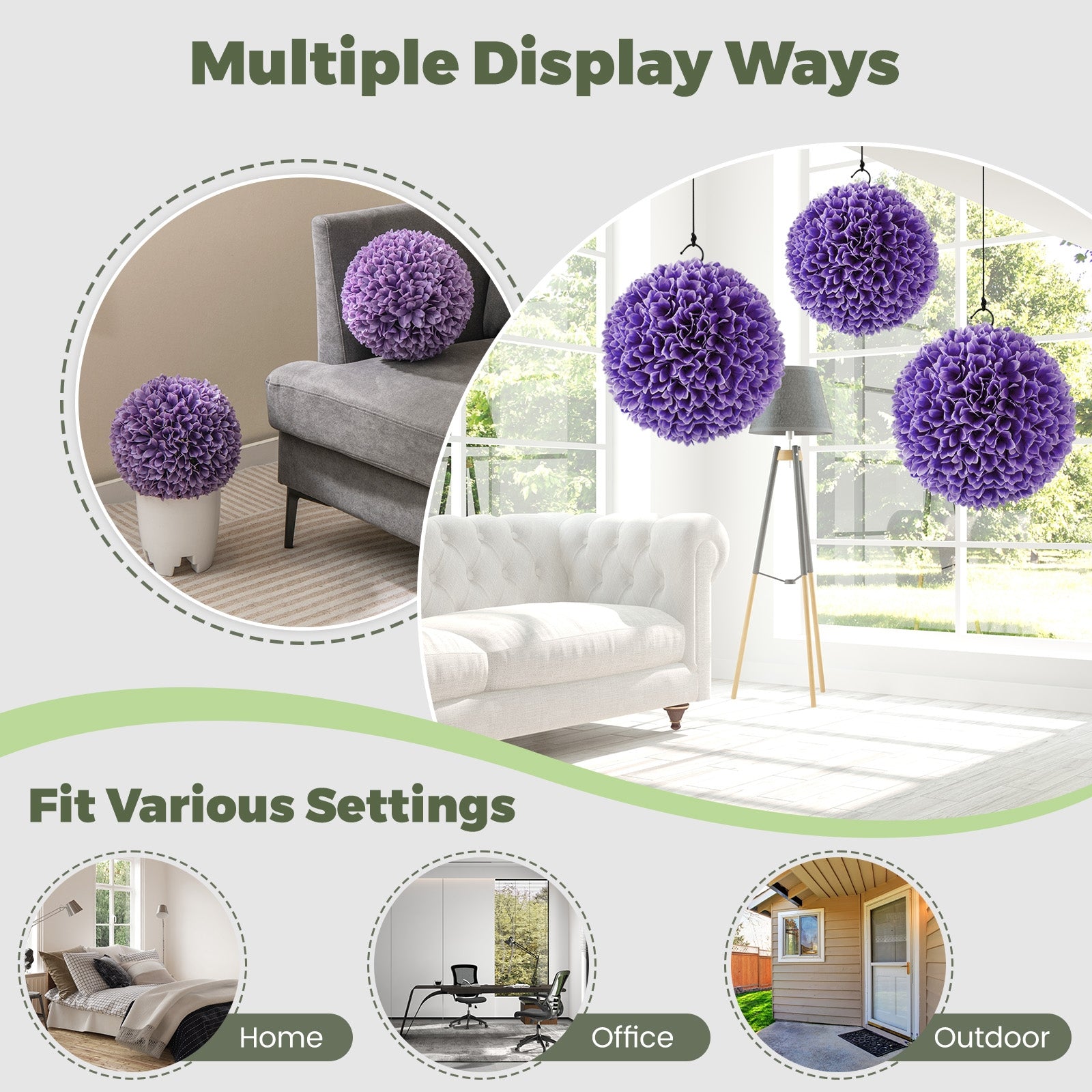 2 Pieces Artificial Plant Topiary Balls Faux Boxwood Decorative Balls, Purple Faux Plants at Gallery Canada