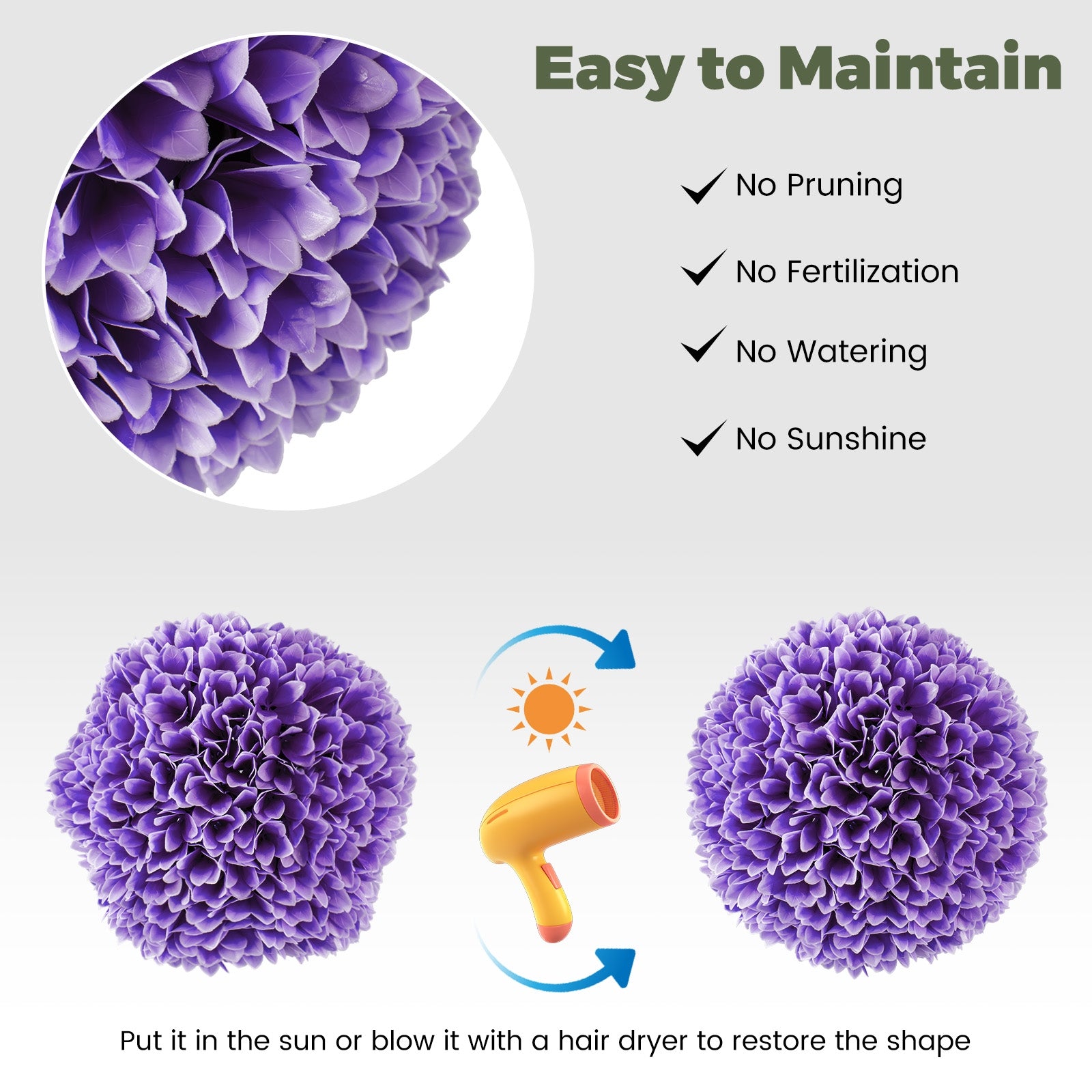 2 Pieces Artificial Plant Topiary Balls Faux Boxwood Decorative Balls, Purple Faux Plants at Gallery Canada