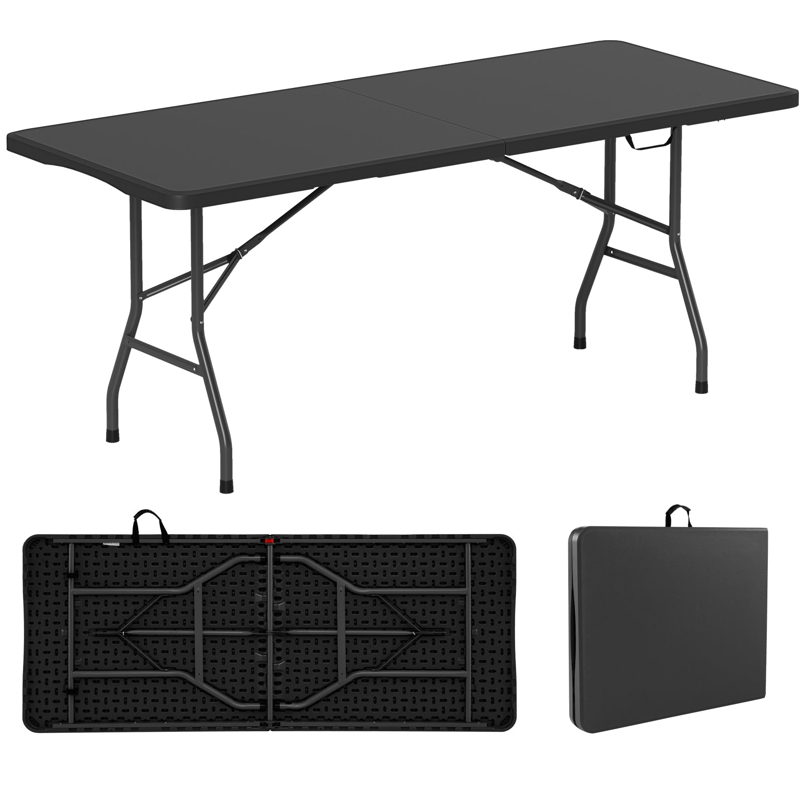 6 Ft Portable Folding Table, 350 LBS, Black Camping Furniture Black at Gallery Canada