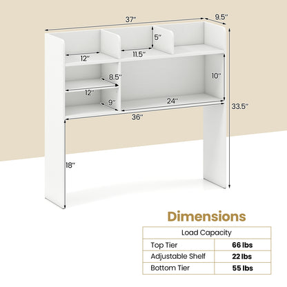 Desktop Bookshelf Countertop Storage Hutch, 6 Shelves, White Bookcases at Gallery Canada