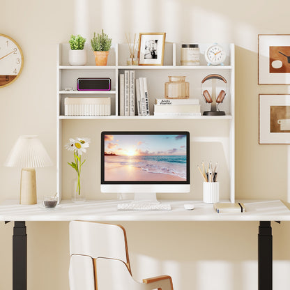 Desktop Bookshelf Countertop Storage Hutch, 6 Shelves, White Bookcases at Gallery Canada