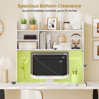 Desktop Bookshelf Countertop Storage Hutch, 6 Shelves, White Bookcases at Gallery Canada