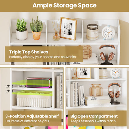 Desktop Bookshelf Countertop Storage Hutch, 6 Shelves, White Bookcases at Gallery Canada