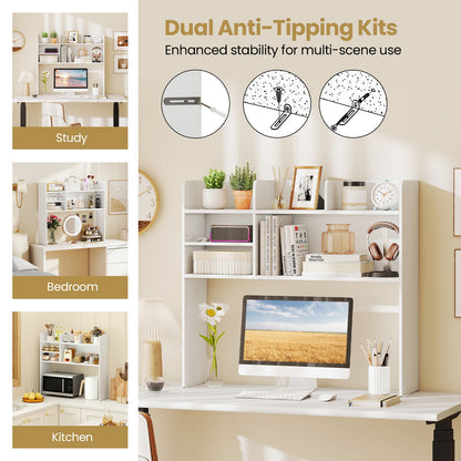 Desktop Bookshelf Countertop Storage Hutch, 6 Shelves, White Bookcases at Gallery Canada