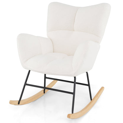 Nursery Rocking Chair, Comfy Backrest And Armrest, Beige Accent Chairs at Gallery Canada