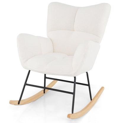 Nursery Rocking Chair with Comfy Backrest and Armrest, Beige Accent Chairs at Gallery Canada