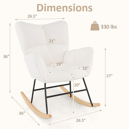 Nursery Rocking Chair with Comfy Backrest and Armrest, Beige Accent Chairs at Gallery Canada