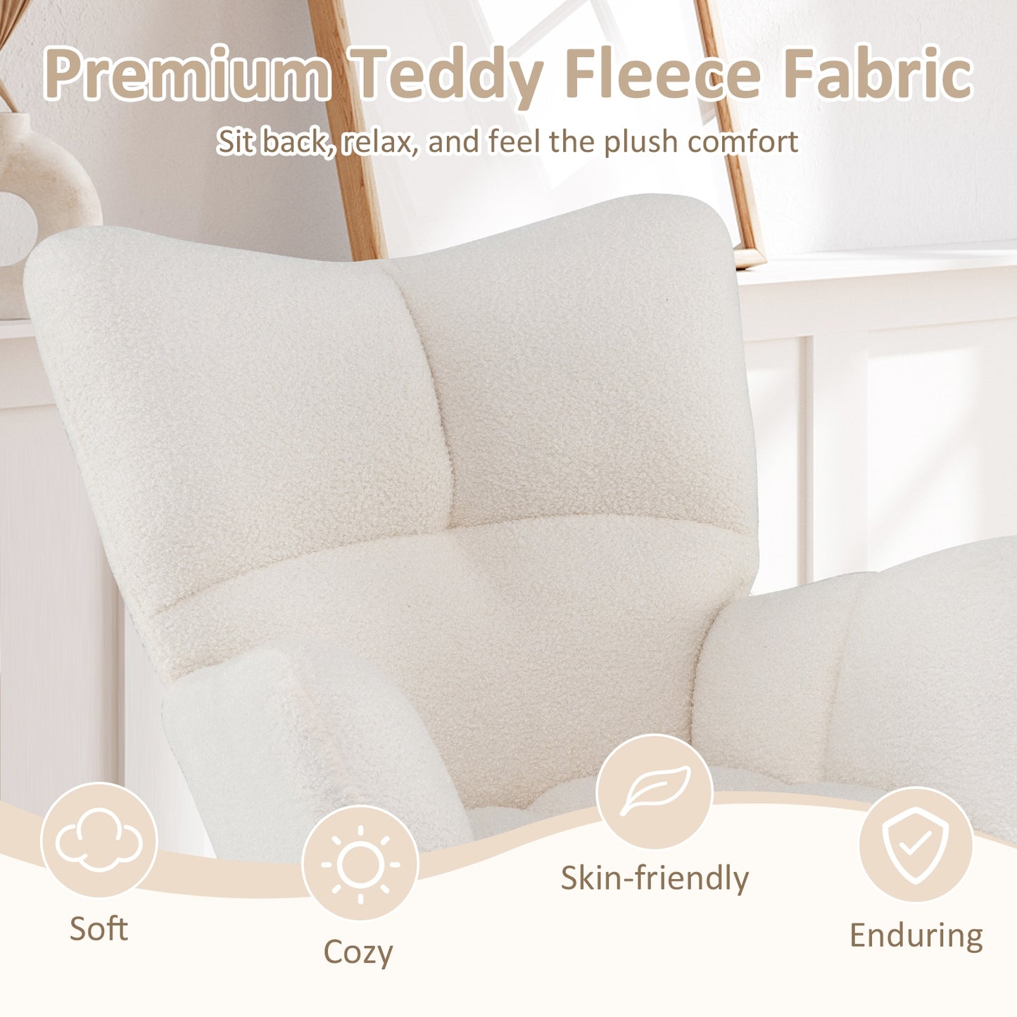 Nursery Rocking Chair with Comfy Backrest and Armrest, Beige Accent Chairs at Gallery Canada