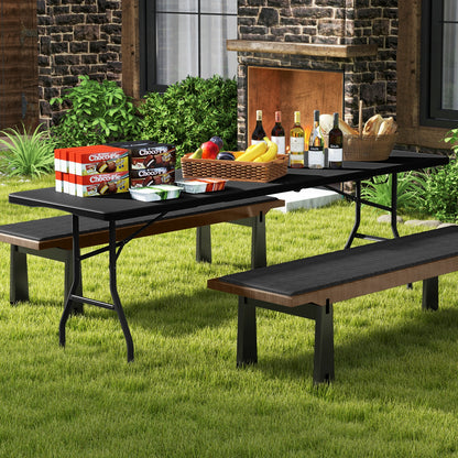 8 ft Portable Folding Table, 350 LBS Capacity, HDPE Tabletop, Black Camping Furniture at Gallery Canada