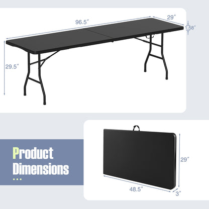 8 ft Portable Folding Table, 350 LBS Capacity, HDPE Tabletop, Black Camping Furniture at Gallery Canada