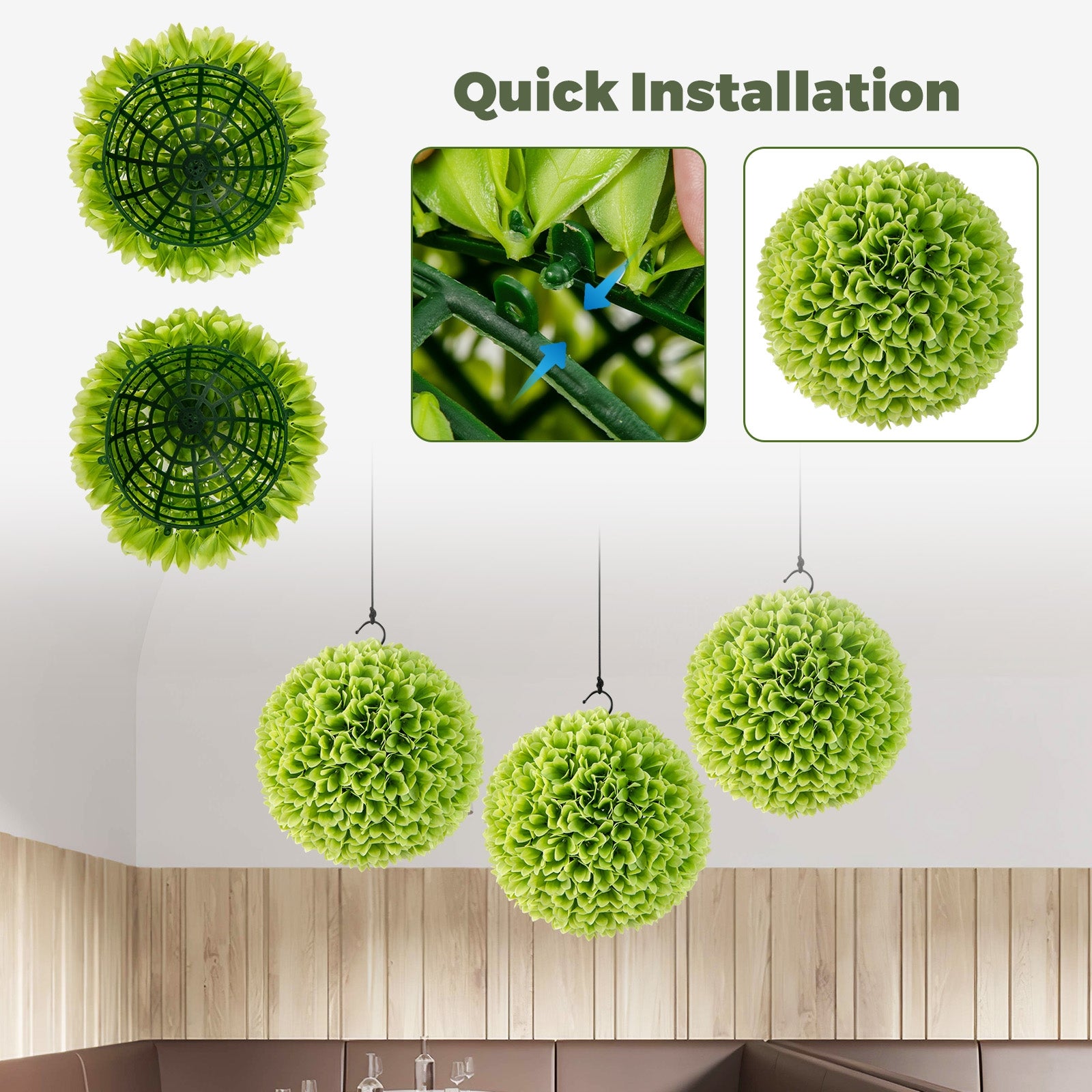 2 Pieces Artificial Plant Topiary Balls Faux Boxwood Decorative Balls, Green Faux Plants at Gallery Canada