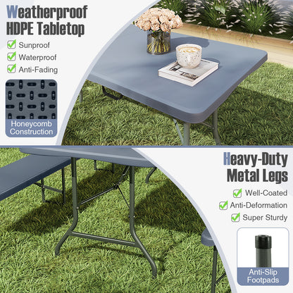 8 ft Portable Folding Table 350 LBS Fold-in-Half Table with HDPE Tabletop, Gray Camping Furniture at Gallery Canada