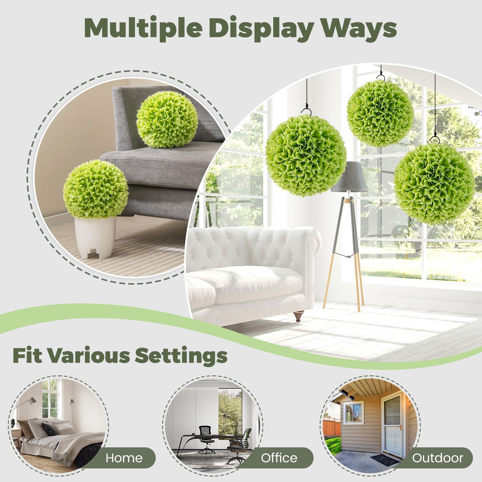 2 Pieces Artificial Plant Topiary Balls Faux Boxwood Decorative Balls, Green Faux Plants at Gallery Canada