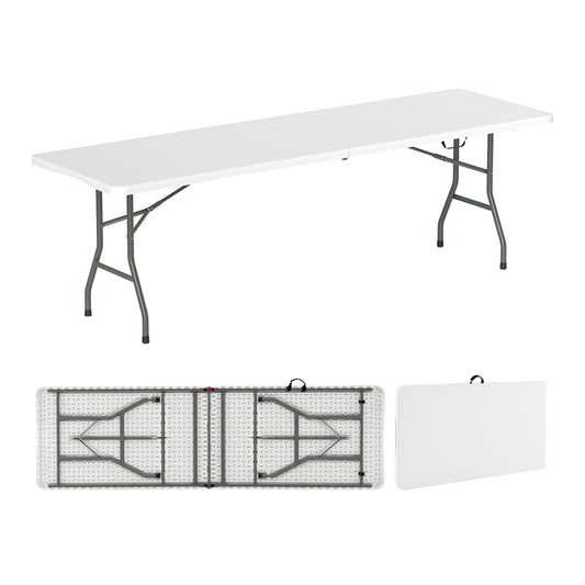 8 ft Portable Folding Table, 350 LBS Capacity, White Camping Furniture White at Gallery Canada