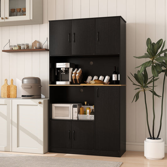 71" Tall Kitchen Pantry Cabinet With Charging Station, Black Sideboards Cabinets & Buffets Black at Gallery Canada