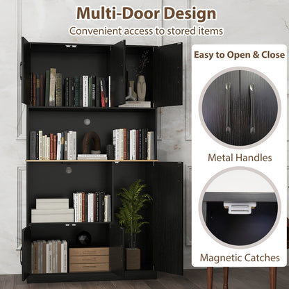 71" Tall Kitchen Pantry Cabinet With Charging Station, Black Sideboards Cabinets & Buffets at Gallery Canada