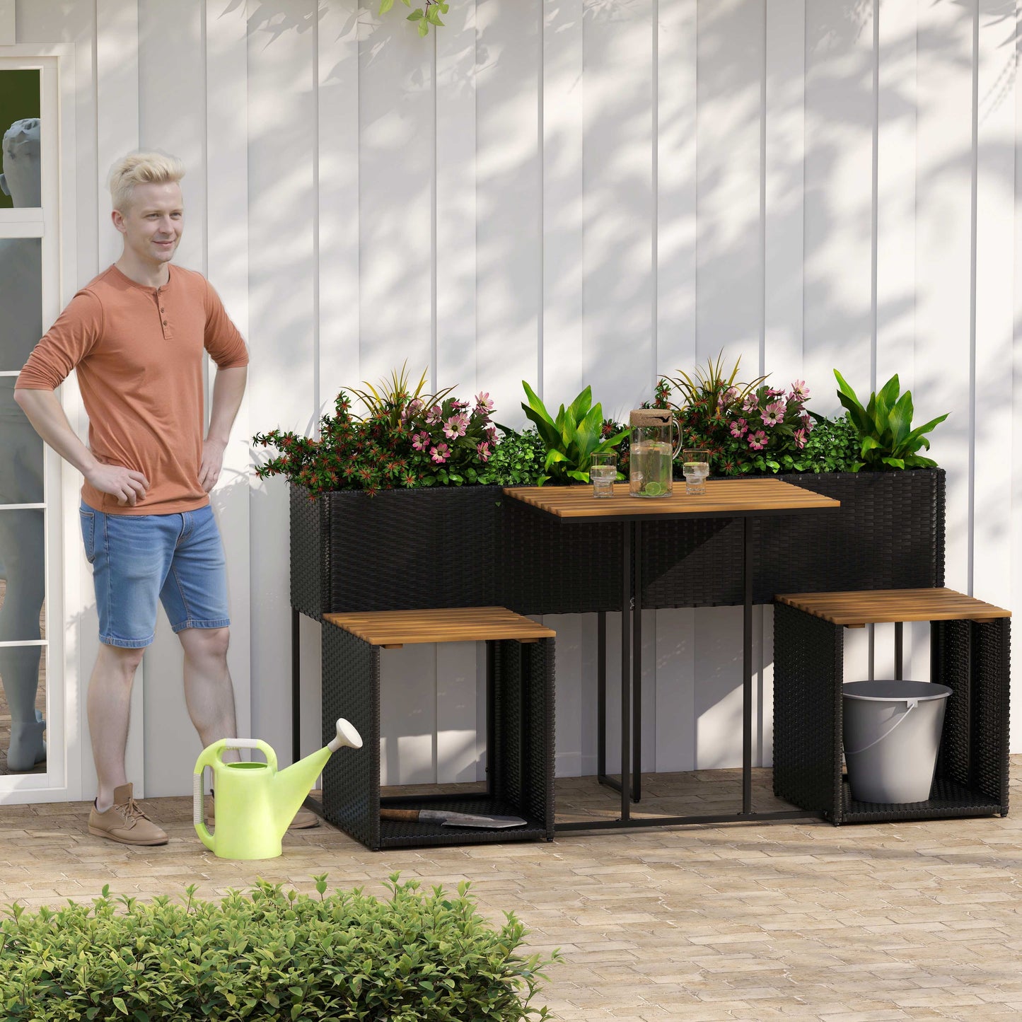 Patio Furniture Set With Raised Garden Bed, Black Patio Furniture Sets at Gallery Canada