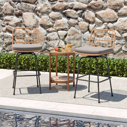 Patio Swivel Barstools Set of 2 with Soft Seat Cushions, Gray Patio Dining Chairs at Gallery Canada